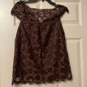Robert Rodriguez Brown Lace Top